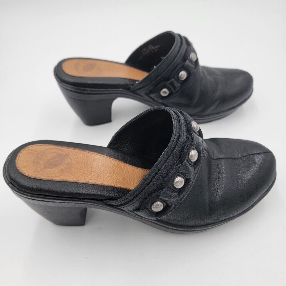 Nurture by Lamaze Size 6.5 Y2K Dory Leather Clogs Mule Silver Studs Rocker Chic